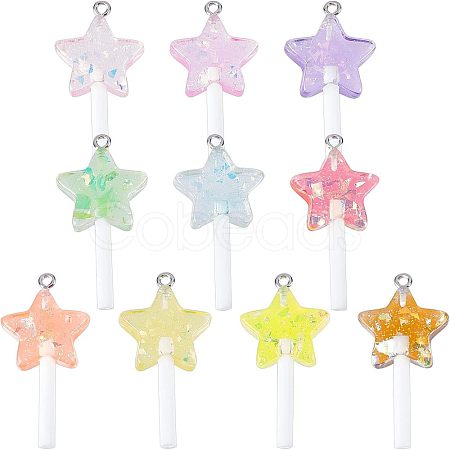 Nbeads 40Pcs 10 Colors Resin Pendants RESI-NB0001-73-1