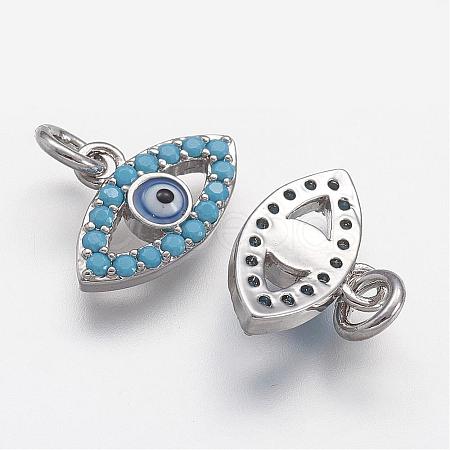 Brass Micro Pave Cubic Zirconia Charms ZIRC-F041-02P-1