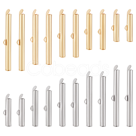 60Pcs 10 Style 304 Stainless Steel Slide On End Clasp Tubes STAS-UN0035-27-1