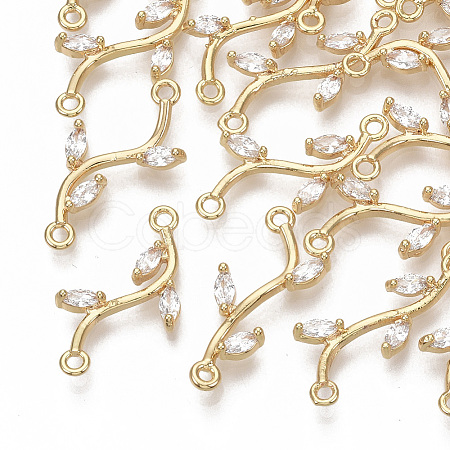 Brass Micro Pave Cubic Zirconia Links connectors X-KK-S354-120-NF-1