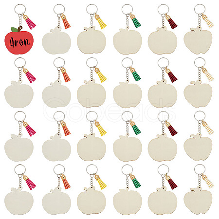 24Pcs Wood Keychain KEYC-OC00009-1