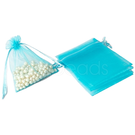 100Pcs Rectangle Organza DIY Craft Drawstring Bags PW-WG69155-18-1