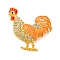 Zinc Alloy Crystal Rhinestone Enamel Brooch, Golden, Rooster, 71x55.5mm