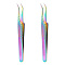 304 Stainless Steel Curved Tweezers, Bent Tip Beading Tweezers, Rainbow Color, 11.9x1cm