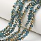 Electroplate Transparent Glass Beads Strands, Half Golden Plated, Faceted, Rondelle, Cornflower Blue, 6x5mm, Hole: 1mm, about 85~88pcs/strand, 16.1~16.5 inch(41~42cm)