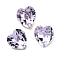 Glass Rhinestone Cabochons, Flat Back & Back Plated, Faceted, Heart, Violet, 5.5x5x3.5mm