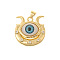 Brass Rhinestone Charms, with Resin Evil Eye, Golden, Moon, 27x23.5mm