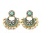 Resin Boho Stud Earrings, with Zinc Alloy Finding and Sterling Silver Pin, Turquoise, 67x48mm