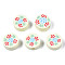 Handmade Polymer Clay Beads, for DIY Jewelry Crafts Supplies, Flat Round with Flower, Beige, 9.5~10x4.5mm, Hole: 1.8mm