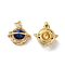 Rack Plating Brass Micro Pave Clear Cubic Zirconia Pendants, with Jump Ring and Enamel, Lead Free & Cadmium Free, Planet Charm, Real 18K Gold Plated, Dark Blue, 19.5x19x8mm, Hole: 3.5mm