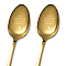 Stainless Steel Spoons Set, with Packing Box, Word To A Lifetime Of Ice Cream Together, Golden Color, Ice Cream Pattern, 182x43mm, 2pcs/set