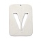 Non-Tarnish 304 Stainless Steel Pendants, Rectangle with Alphabet, Hollow, Letter.V, 32x22x1mm, Hole: 1.5mm