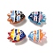 Handmade Lampwork Beads, Fish, Mixed Color, 17.5~18x22.5~23x10~10.5mm, Hole: 1~1.2mm