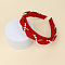 Cloth Hair Bands, with Plastic Pearl & Alloy Chains, Hair Accessories for Women Girls, Red, 30mm, Inner Diameter: 140x160mm