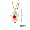 Brass Light Siam Rhinestone Cute Bear Pendant Necklaces for Women, Golden, 15.75 inch(400mm)