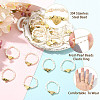 Natural Freshwater Pearl & 304 Stainless Steel Bead Finger Rings RJEW-FS00001-13-3
