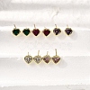 Brass Cubic Zirconia Heart Stud Earrings EJEW-L261-030G-1