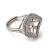 Rhombus Brass Micro Pave Clear Cubic Zirconia Adjustable Ring Settings KK-D378-34P-3