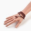 Four Loops Natural Sandalwood Beads Stretch Wrap Bracelets BJEW-JB03812-6