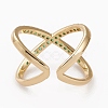 Brass Micro Pave Cubic Zirconia Cuff Rings RJEW-C101-13G-E-4