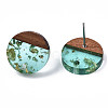 Transparent Resin & Walnut Wood Stud Earring Findings MAK-N032-007A-F02-3