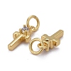 Brass Micro Pave Clear Cubic Zirconia Pendants ZIRC-Z011-35T-2