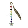 Butterfly Alloy Enamel Pendant Bookmark with Chakra Gemstone Bead AJEW-JK00253-3