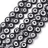 Handmade Evil Eye Lampwork Flat Round Bead Strands LAMP-L058-8mm-10-1