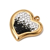 Gradient Color 304 Stainless Steel & Polymer Clay Pave Rhinestone Pendants SA-CBAA9A2-08G-01-2