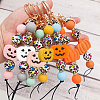 20Pcs 5 Colors Pumpkin Jack-O'-Lantern Halloween Food Grade Eco-Friendly Silicone Beads SIL-AR0001-10-5