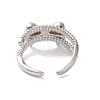 Brass Micro Pave Cubic Zirconia Open Cuff Ring RJEW-K256-58E-P-3