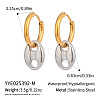 Stainless Steel Two Tone Oval Hoop Earrings YC0014-4-1