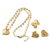 Heart 304 Stainless Steel Pendant Necklaces & Stud Earrings & Cuff Ring Sets for Women SJEW-F226-01G-2