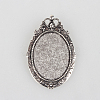Vintage Tibetan Style Alloy Brooch Cabochon Settings X-PALLOY-N0085-35AS-1
