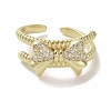 Brass Micro Pave Cubic Zirconia Open Cuff Ring RJEW-K256-58E-G-2