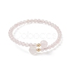 Natural Rose Quartz Beaded Cuff Bangles BJEW-JB13328-01-2