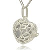 Silver Color Plated Brass Hollow Heart Cage Pendants KK-J243-06S-2