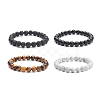 4Pcs 4 Style Synthetic & Natural Mixed Gemstone Round Beaded Stretch Bracelets Set for Men Women BJEW-JB08872-4