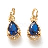 Brass Micro Pave Clear Cubic Zirconia Charms KK-F820-15B-G-1