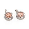 Trendy Original Color 304 Stainless Steel Grade A Rhinestone Flat Round Charm Pendants RB-M030-06Z-1
