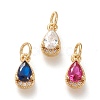 Brass Micro Pave Clear Cubic Zirconia Charms KK-F820-15-G-1