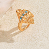 Brass Micro Pave Cubic Zirconia Cuff Open Rings for Women IC9473-2-1