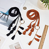 2Pcs 2 Colors Bohemian Imitation Leather Tassel with Alloy Ring Waist Chain Belts for Women AJEW-CL0005-22B-3