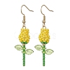 Stainless Steel Glass Flower Dangle Earrings EJEW-MZ00574-02-2