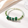 Dyed Natural Malaysia Jade & Brass Beaded Bangles for Women BJEW-JB13343-01-1