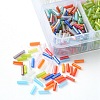 96G 8 Colors Transparent Colours Rainbow Glass Bugle Beads SEED-YW0002-34-2