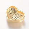 Heart Brass Micro Pave Cubic Zirconia Beads ZIRC-L051-13G-FF-2