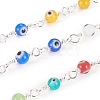 3.28 Feet Handmade Evil Eye Lampwork Round Beaded Chains X-CHC-G009-A-S04-2