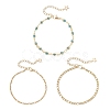 304 Stainless Steel Cable Chains & Evil Eye Lampwork Link Chains Bracelets for Women BJEW-JB12449-02-4