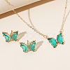 Butterfly Acrylic Rhinestone with Iron Pendant Necklaces & Stud Earrings Sets for Women WGFFCAF-02-1